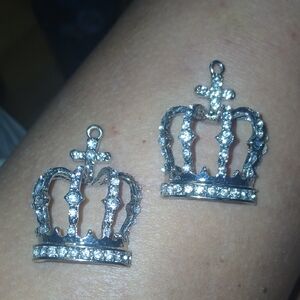 Elegant Silver Crown Earrings